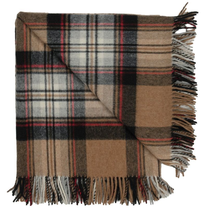 Jeté en laine highland merino, Brun clair Stewart