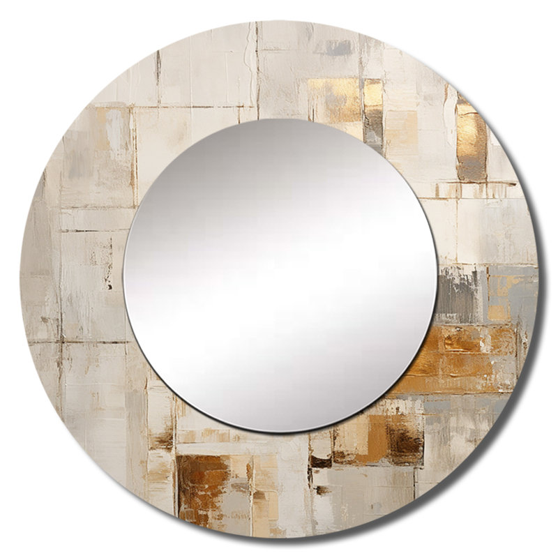 Minimalisme moderne scandinave sérénité Art III - Miroir rond moderne scandinave décoratif mural_MTMIR116158, 36 po x 36 po