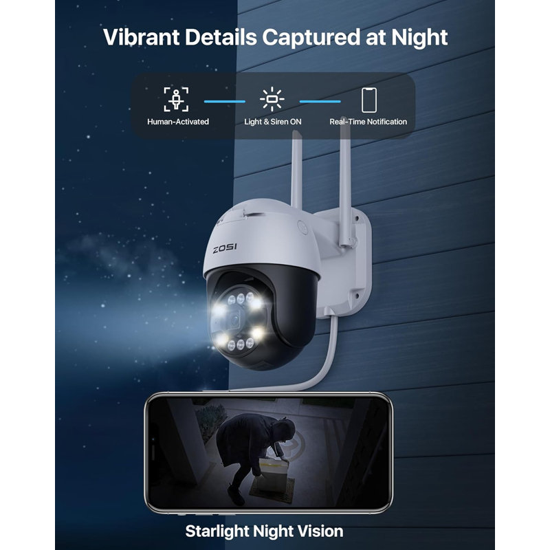 C296 5MP WiFi 355°PTZ Security IP Camera Outdoor with Two-Way Audio, AI Person Vehicle Detection