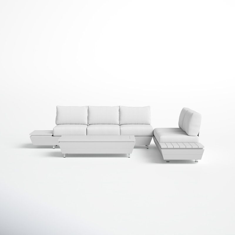 Amarillo 3-Piece Aluminum Outdoor Sectional Seating Group with Cushions, White