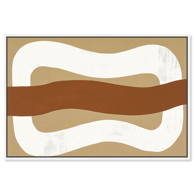 «Minimal Wavy I», art mural boho par , H 31 po x l 31 po, Cadre flottant blanc