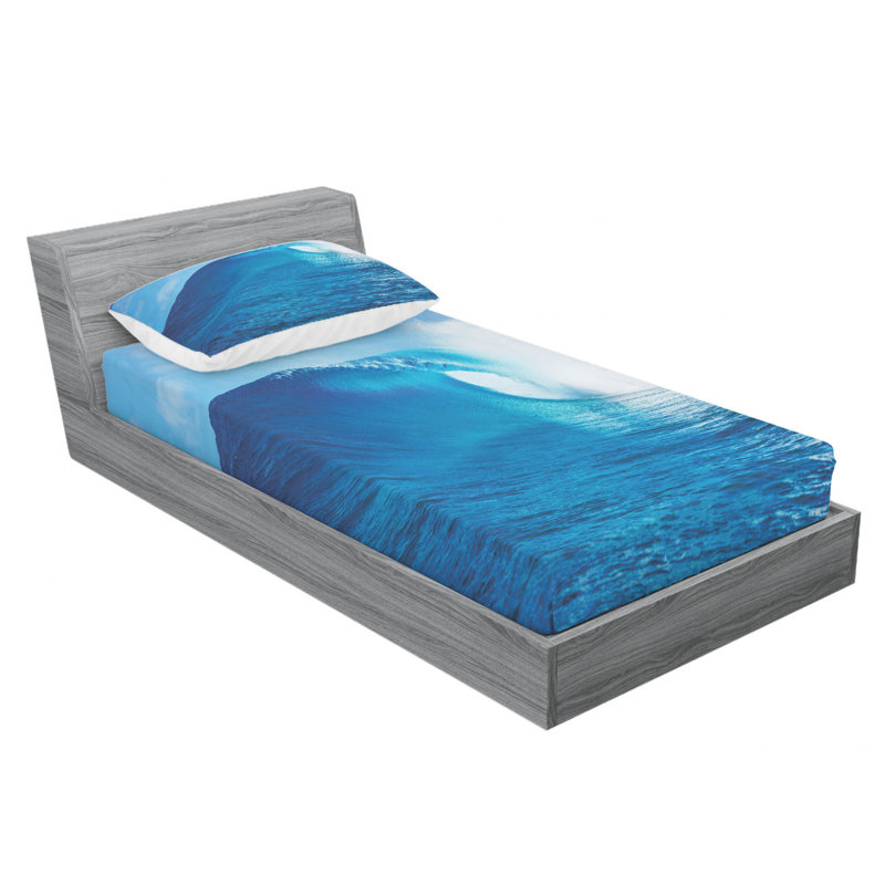 Ocean Microfiber Sheet Set, Queen Sheet Set + Fitted Sheet + 2 Pillowcases, Blue