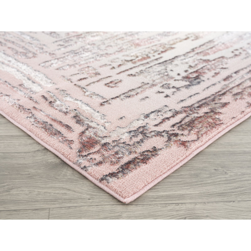 Tapis décoratif rose abstraite Delgado, Rectangle 5 pi x 7 pi 6 po
