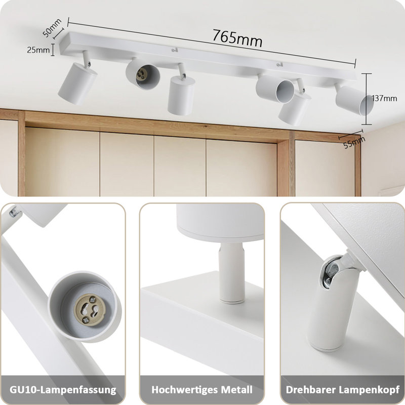 Ottaviana 76.5cm 6 - Light Track Kit, White