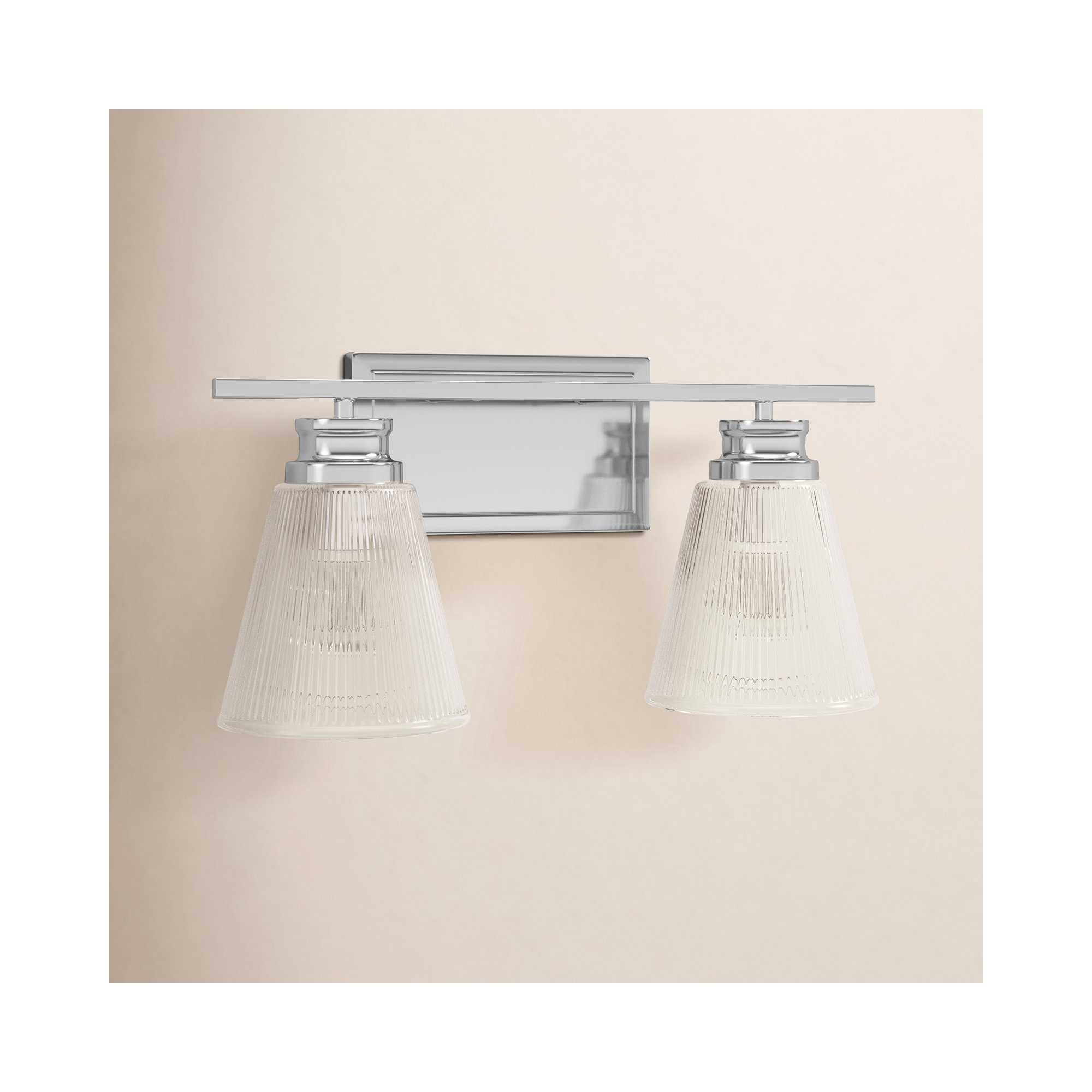 Orsina 2 Light Ribbed Dimmable Vanity Light, Chrome