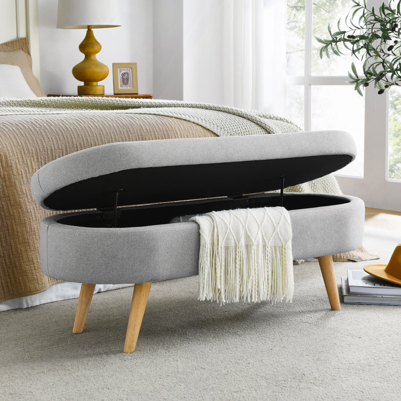 Maly Upholstered 2-Seater Storage Bench, Gray