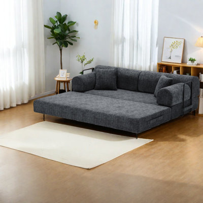 Multifunctional Sleeper Sofa Bed, Foam Black Upholstery For Modern Living Room