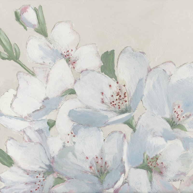 «Spring Apple Blossoms Neutral» par James Wiens - peinture sur toile tendue, H 12 po x l 12 po, Non, Toile tendue