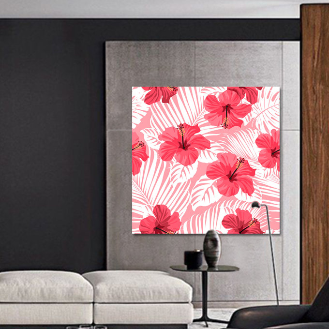 Pink Tropics Print, Square 56" H x 56" W x 2.5" D