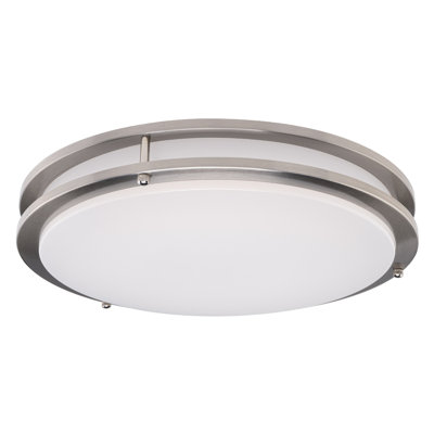 East Grove Home Builder Essential Collection LED 20W 14in 1500 Lumens Round Flush Mount Ceiling Light with 5-CCT Color Temperature Selectability 2700-3000-3500-4000-5000K in Brushed Nickel