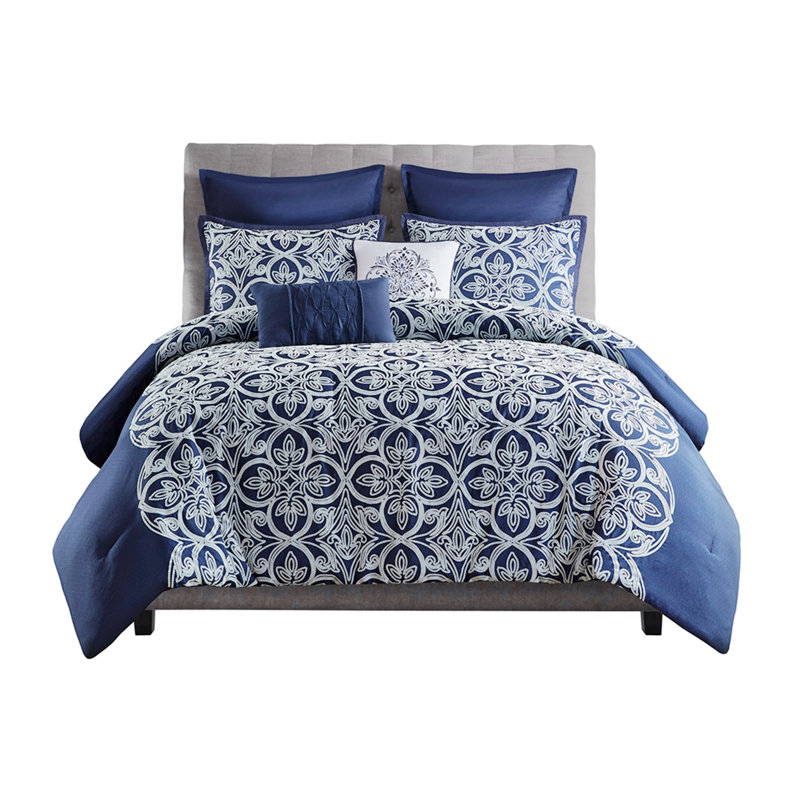 Polyester Comforter, King Comforter + 4 Pillowcases, Neutral Floral