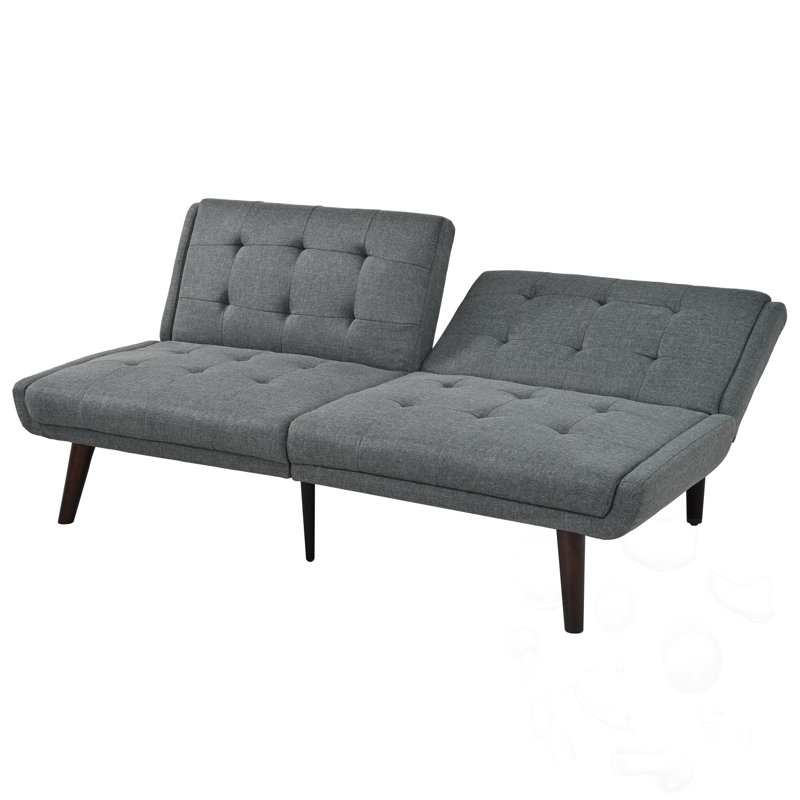 Futon Sofa With Adjustable Backrest, Gray