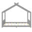 Lits en bois massif durable, forme de maison grise, refuge fantaisiste pour enfant