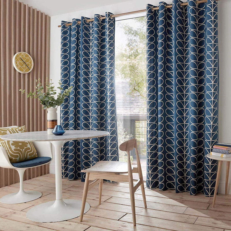 Orla Kiely Linear Stem Curtains, Width 168 x Drop 229 cm, Whale Blue