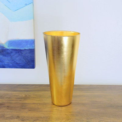 IRIS Solid Gilded Glass Taper Vase