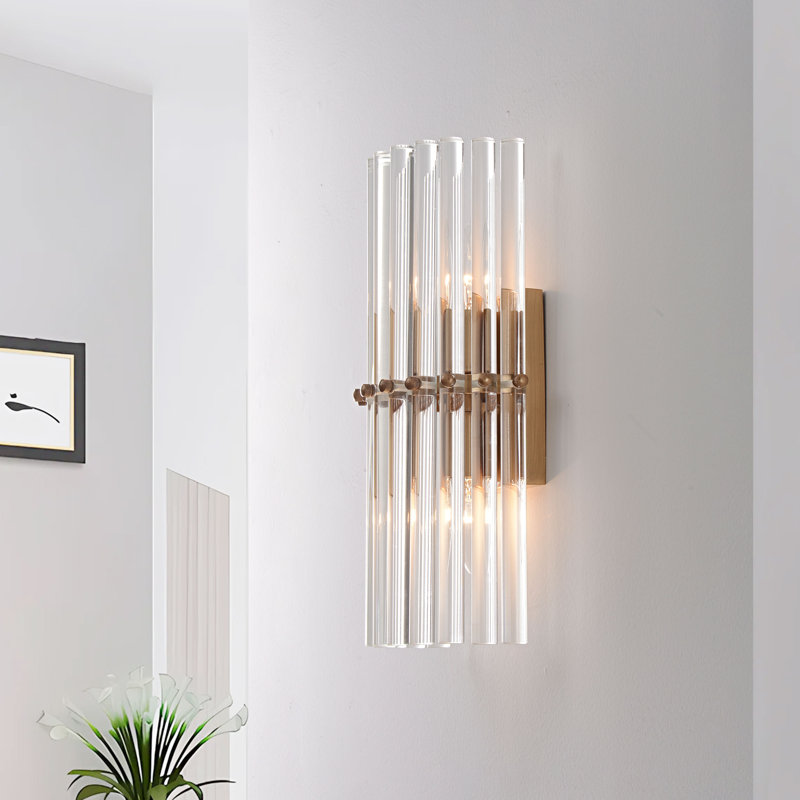 Casandra 2-Light Solid Crystal Glass Bars Mini Wall Sconce