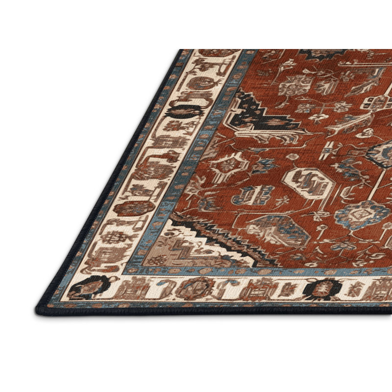 Tapis brun lavable à la machine, Rond 3 pi