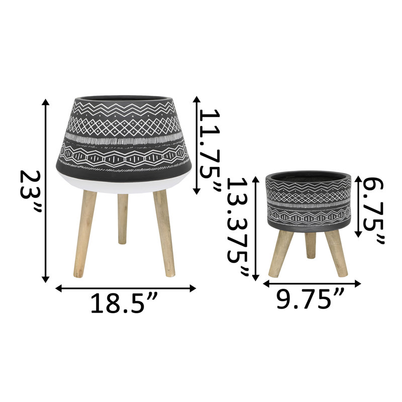 Kubik Pot Planter, Black/White