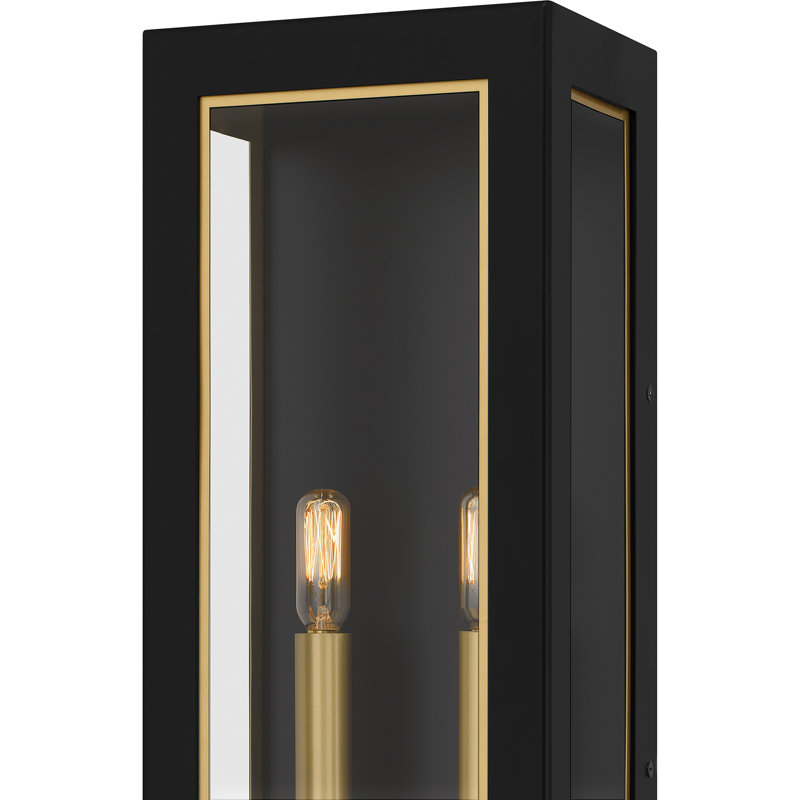 Lanterne murale d'extérieur noir mat 2 lumières Hannis, H 19 po x l 7,5 po x P 5,5 po