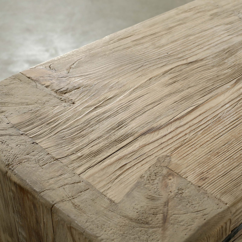 40 Inches Long Gradnd Framed Console Table with Shelf Rustic Natural