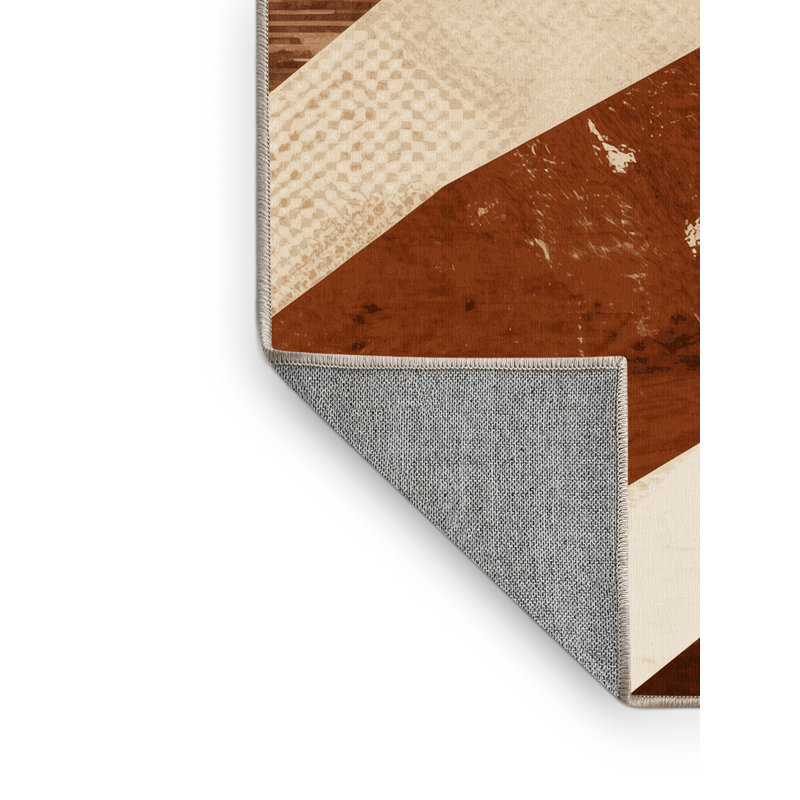 Tapis géométrique moderne lavable à la machine Pauleth, 6 X 9