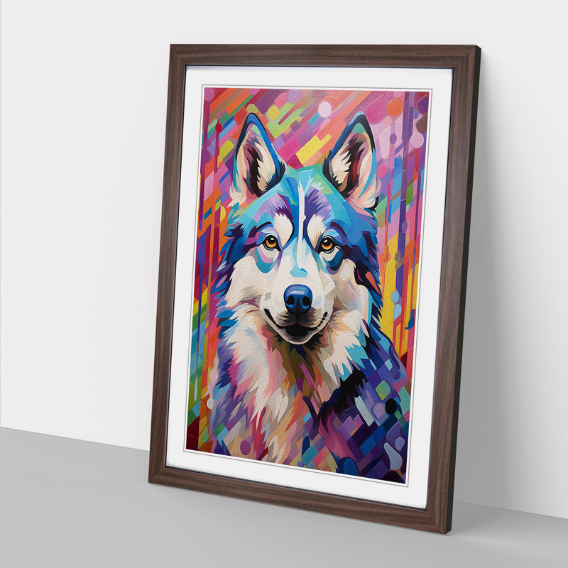 Husky Colour Field - Framed Print, Walnut Framed, 64cm H x 46cm W x 2cm D