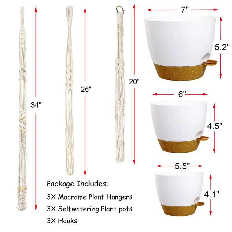 Cintres à plantes avec pots et soucoupes, Blanc