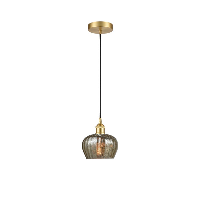 Luminaire suspendu en forme de dôme à 1 lumière Noille, Or satiné