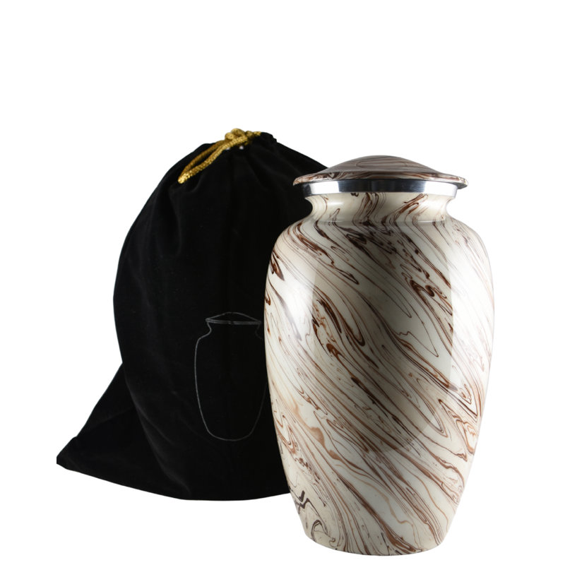 Riann Handmade Urn , White/Brown