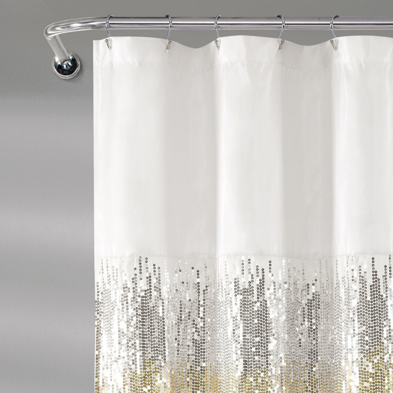 Pruneda Polyester Shower Curtain, 183cm W x 183cm L, White/Yellow