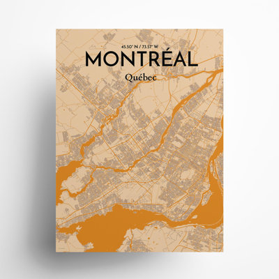 Montréal, carte de la ville, impression rétro