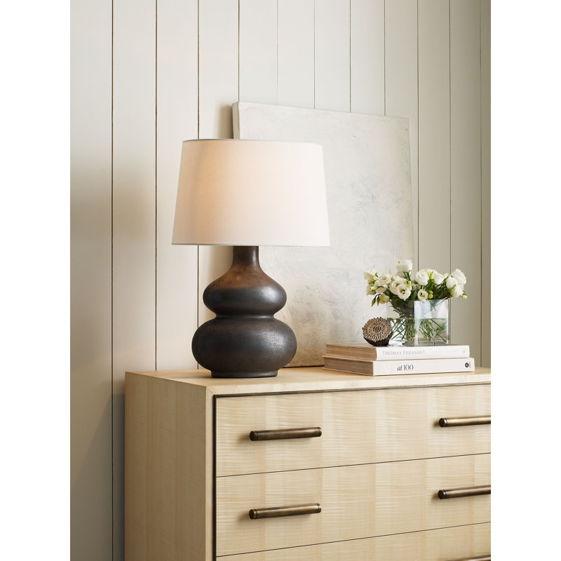 Chapman & Myers Lismore Medium Table Lamp, Stained Black Metallic