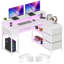 L-Shaped Computer Desk With 4 Drawers, Gaming Desk With Power Outlet And Monitor Stand, Corner Desk-1343835232