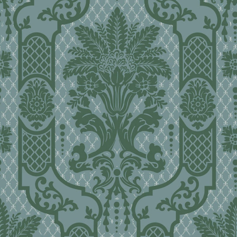 Columnar Bloom - Wallpaper, Cloud Blue, Faux Grasscloth