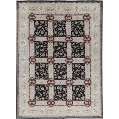 Hand-Knotted High-Quality Black and Taupe Area Rug