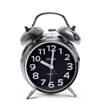 Analog Chrome Quartz Alarm Tabletop Clock