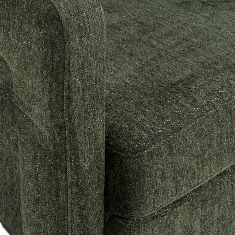 Ryan - Fauteuil d'appoint pivotant en tissu vert moderne
