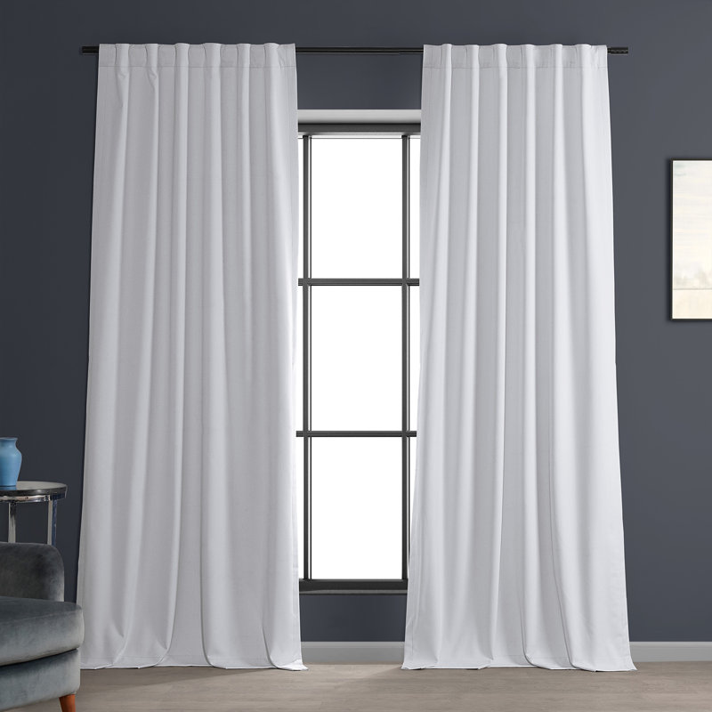 Performance Linen Hotel Blackout Indoor Single Cur Blackout Curtain Single Panel, 50" W x 84" L, White