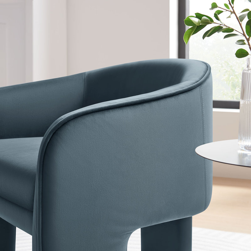 Fauteuil d'appoint Greer Performance, Velours bleu cadet