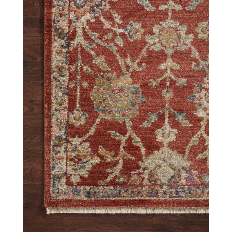 Tapis oriental rouge / or, Rectangle 6 pi 3 po x 9 pi