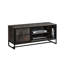Meuble télé de style moderne du milieu du siècle en faux bois avec rangement à plusieurs niveaux-725853575