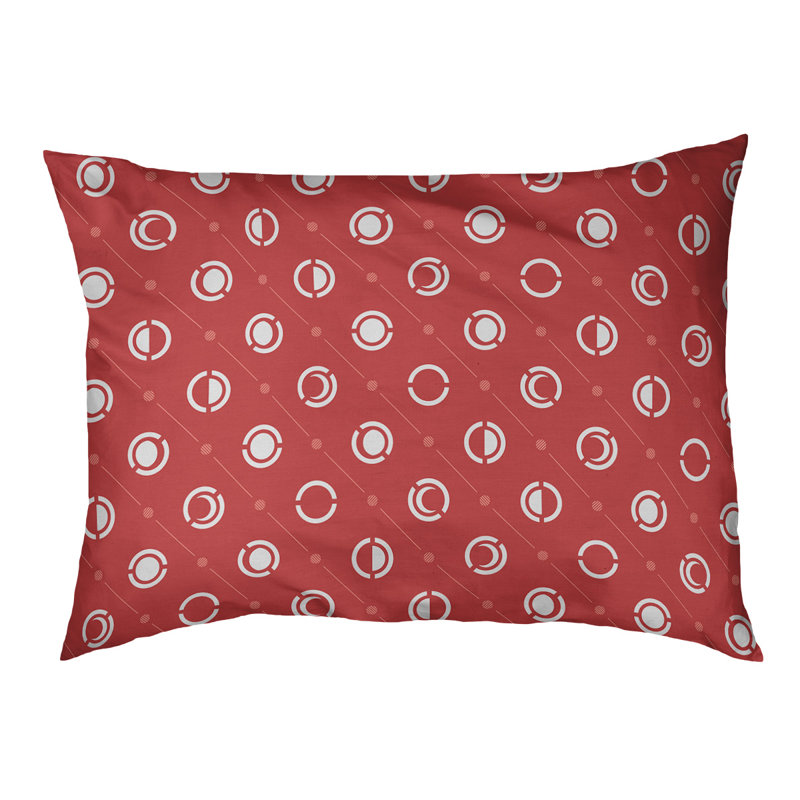 Coussin d’extérieur pour chien moon phases Chenault, Moyen (l 40 po x P 6,5 po x H 30 po), Blanc / Rouge