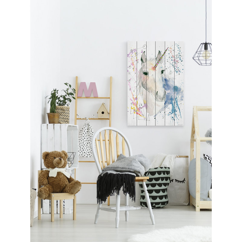 «Fantasy Unicorn», reproduction sur bois blanc, H 18 po x l 12 po x P 1,5 po