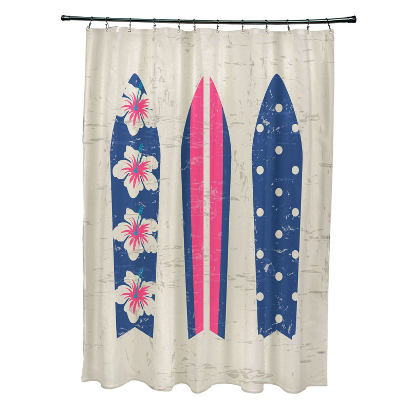 Rideau de douche simple Almeida, Bleu - Rose