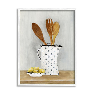 " Lemons & Utensils Kitchen Painting " by Janet Tava Painting Print