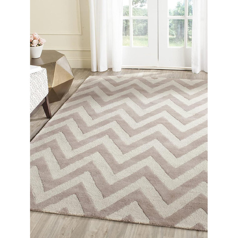 Sanyla Hand Tufted Wool Chevron Rug, Rectangle 6' x 9'