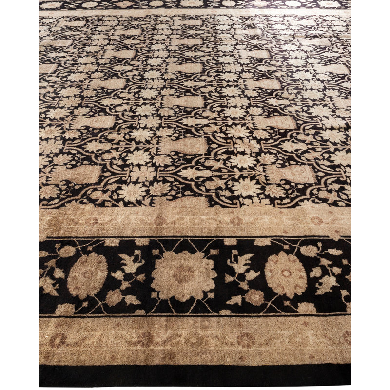 One-of-a-Kind 11' 10" X 18' 2" 2010s Wool Area Rug in Black