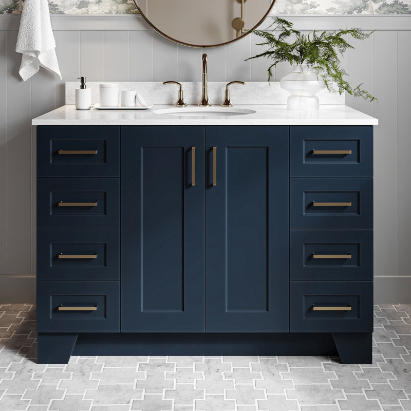 ARIEL TAYLOR 61 IN SINGLE RECTANGLE SINK VANITY, Midnight Blue, 61", Rectangular