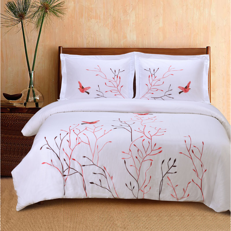 Cotton Sateen Duvet Cover, Red, King Duvet Cover + 2 King Shams