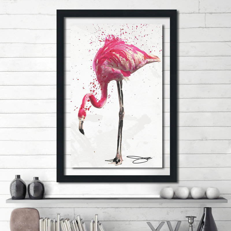 «Flamingo 1», reproduction d'art graphique sur plastique / acrylique, H 27,5 po x l 21,5 po x P 0,75 po